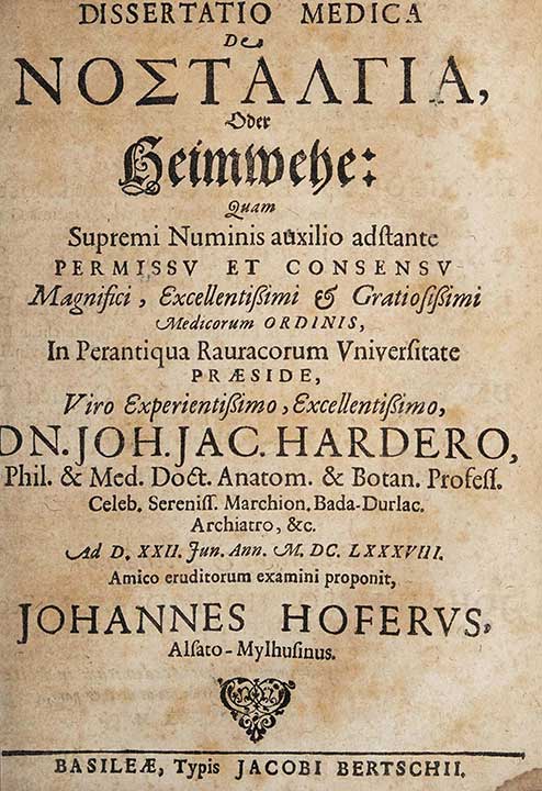 Dissertatio Medica de Nostalgia
